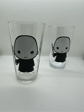 Clear Glass Tumbler with Voldemort Character Graphic